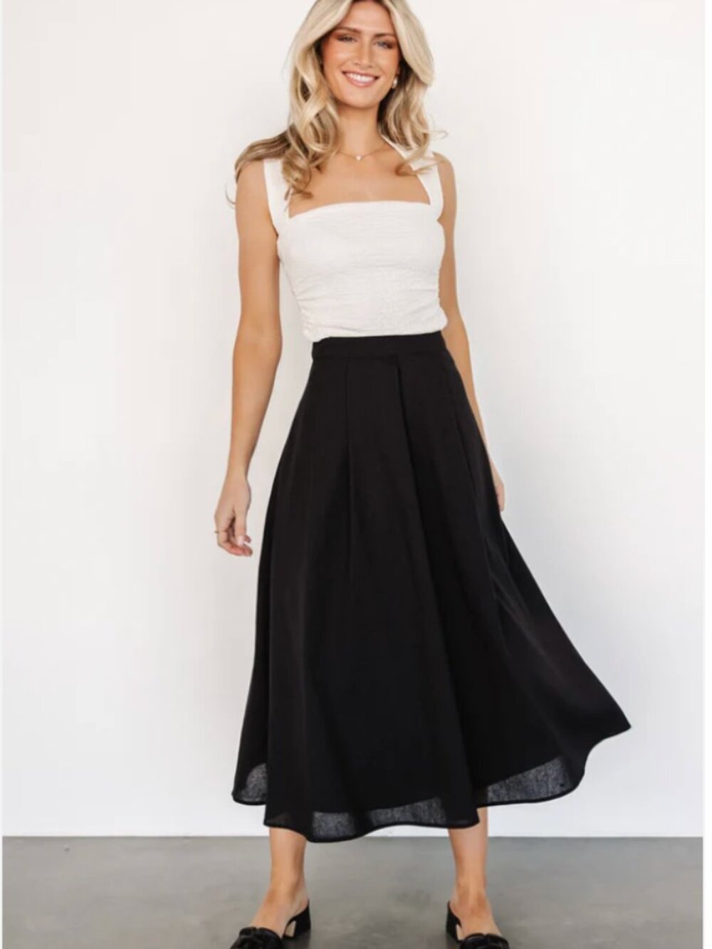 NWT Pleated Black Midi Skirt - Picture 3 of 7